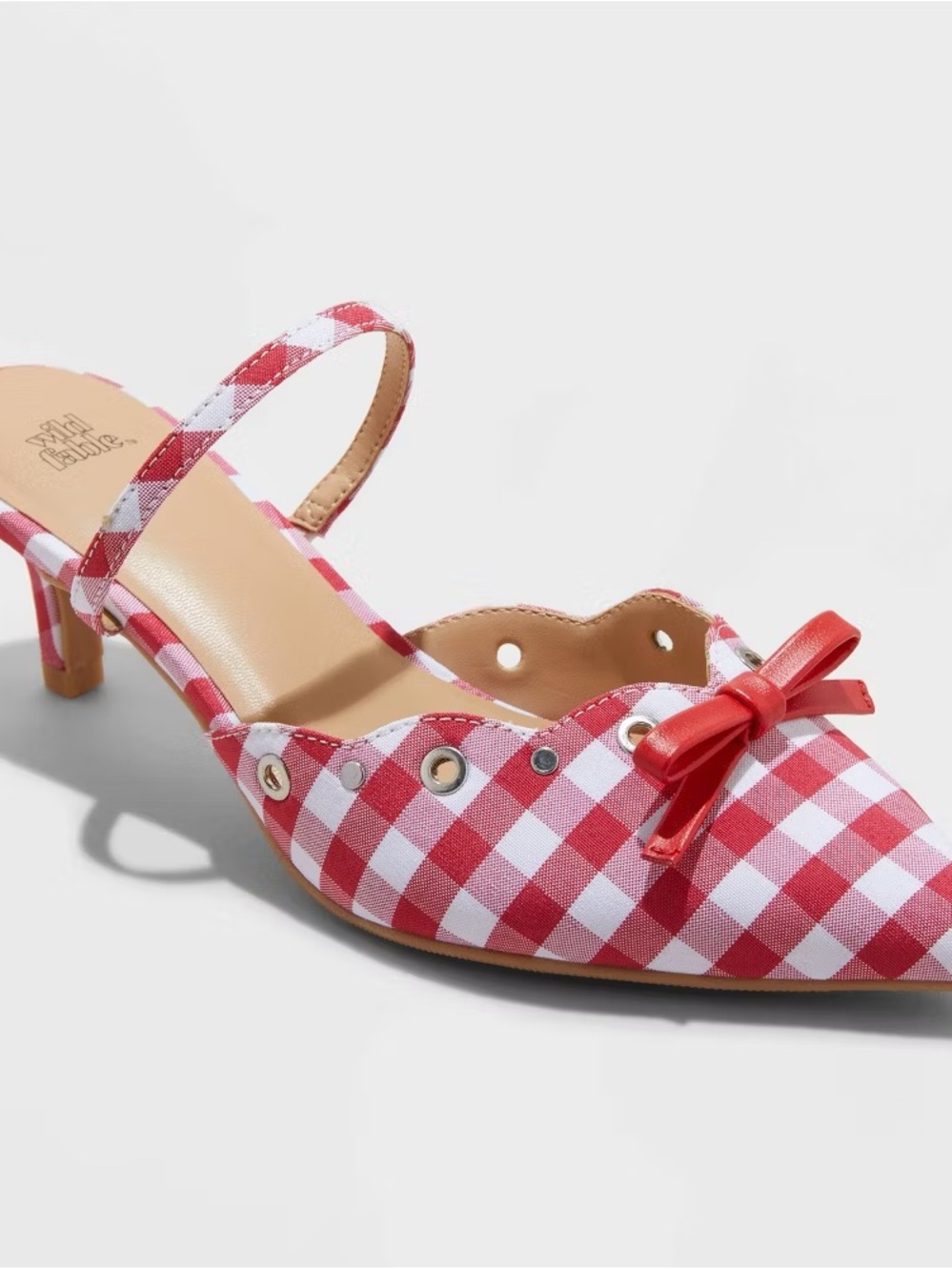 wild fable Red and White Gingham Slingback Pump with Bow